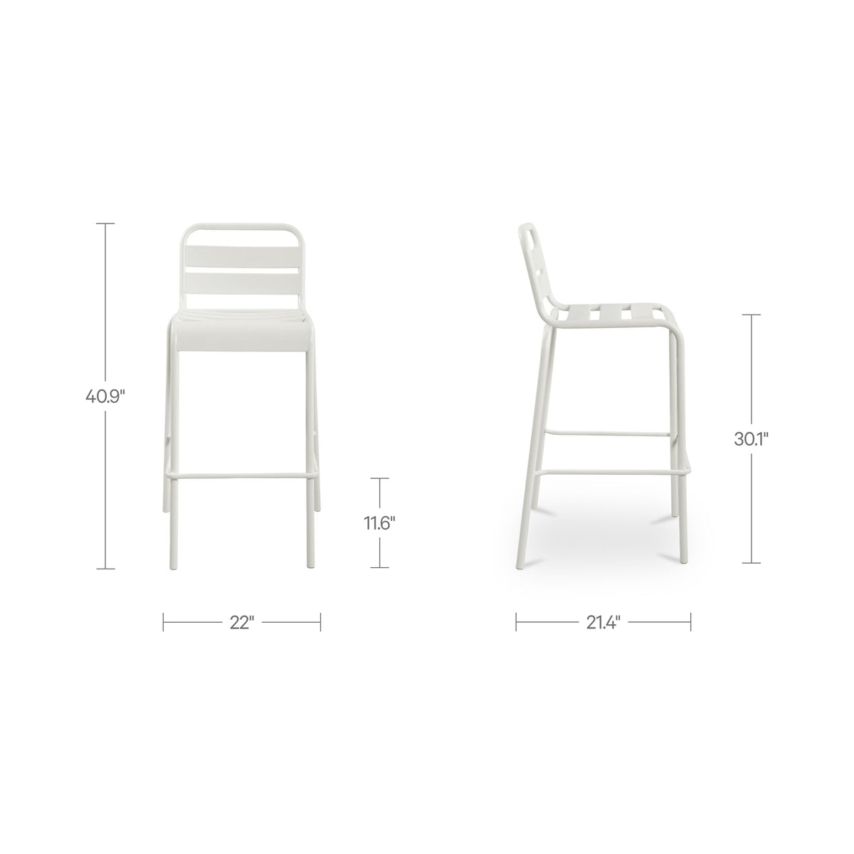 Kade White Outdoor Bar Stool (Set of 2) - Ornate Home