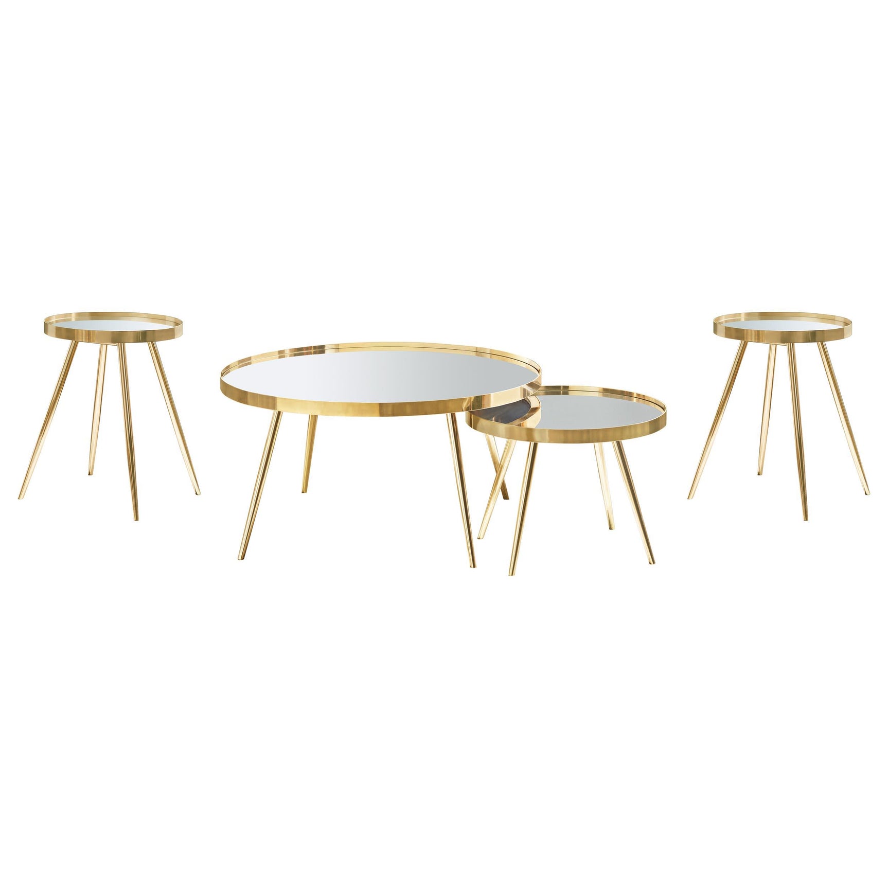 Kaelyn Gold 4-piece Round Coffee and End Table Set - Ornate Home