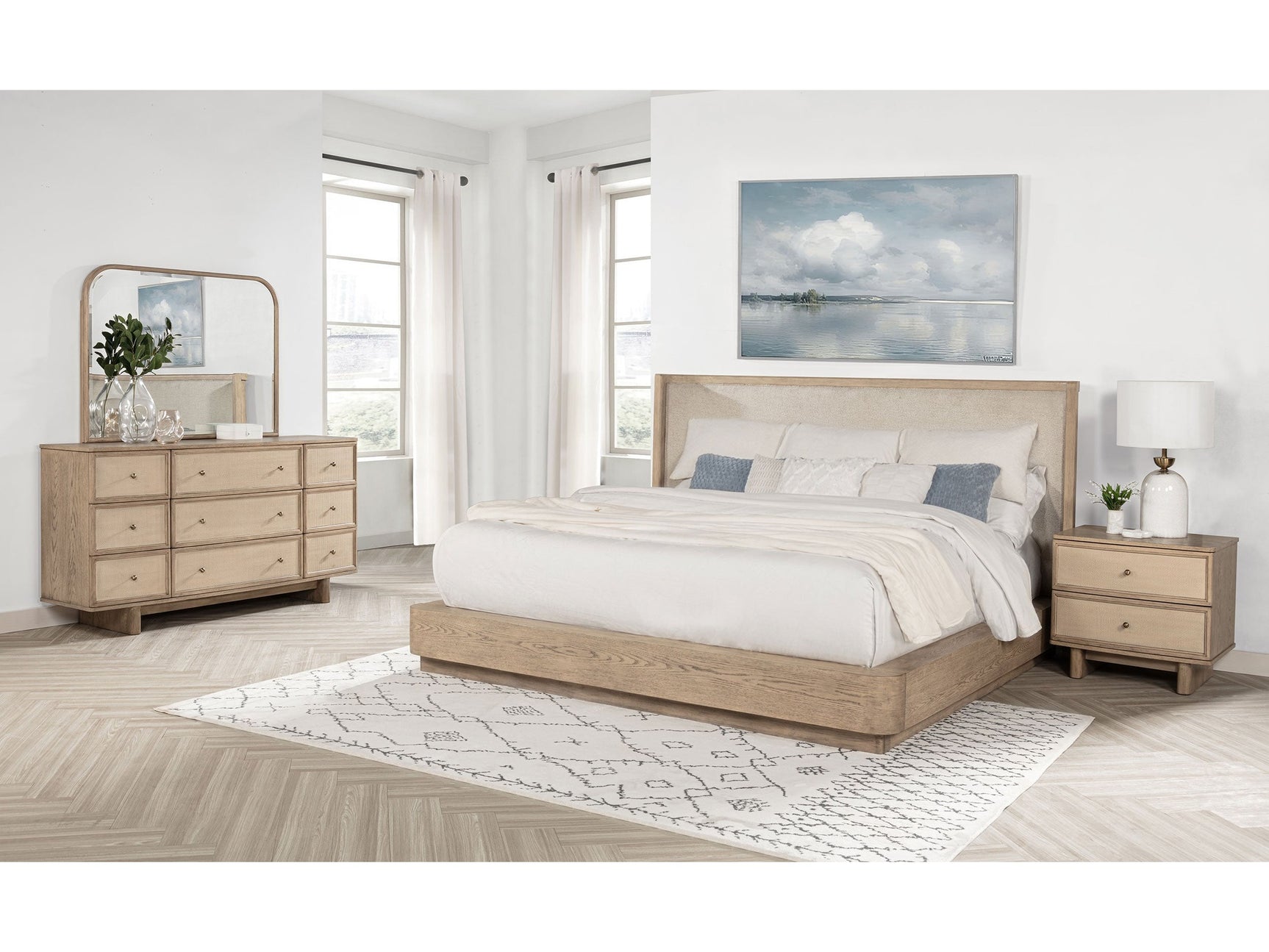 Kailani Beige Oak 4-piece California King Bedroom Set - Ornate Home