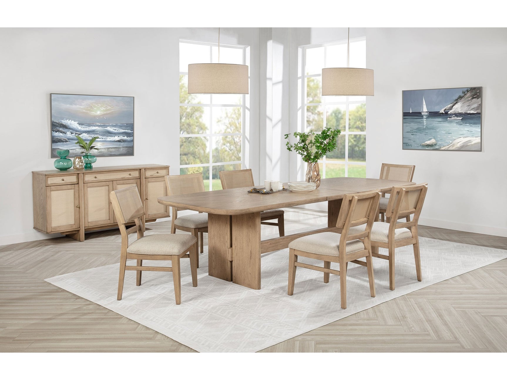 Kailani Beige Oak 7-piece Dining Room Set - Ornate Home