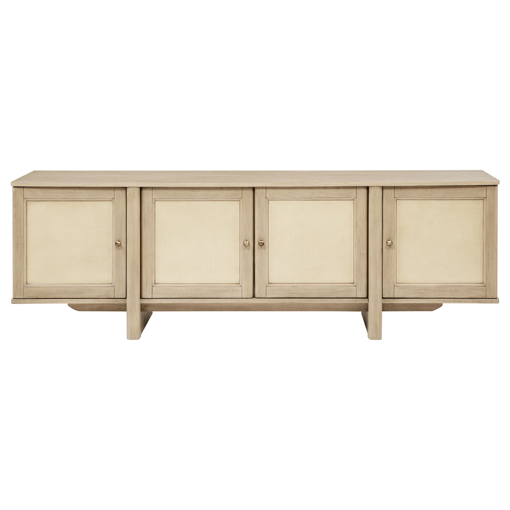 Kailani Beige Oak 79-inch 4-door Cane TV Stand Media Console - Ornate Home