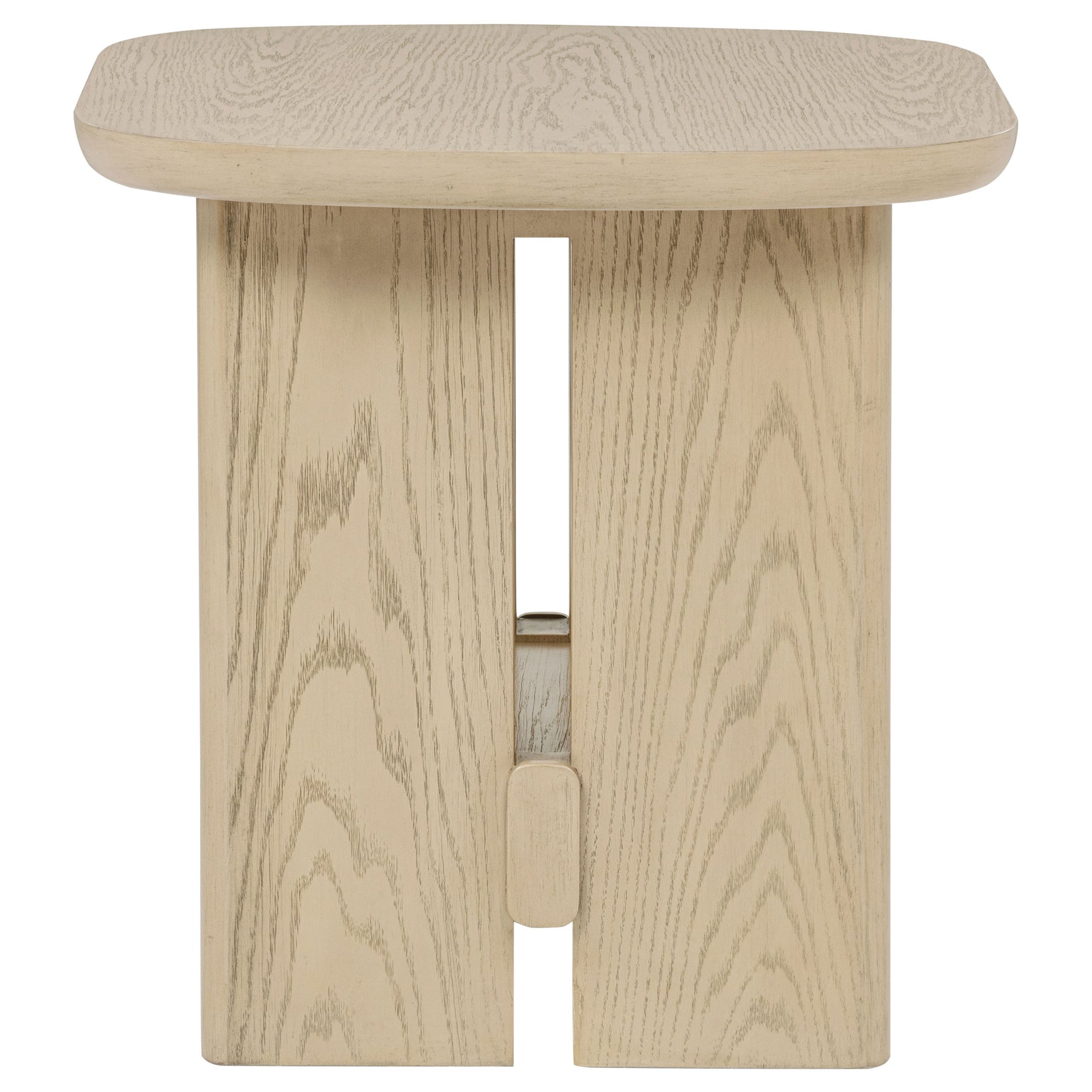Kailani Beige Oak Coastal Square End Side Table with Shelf - Ornate Home