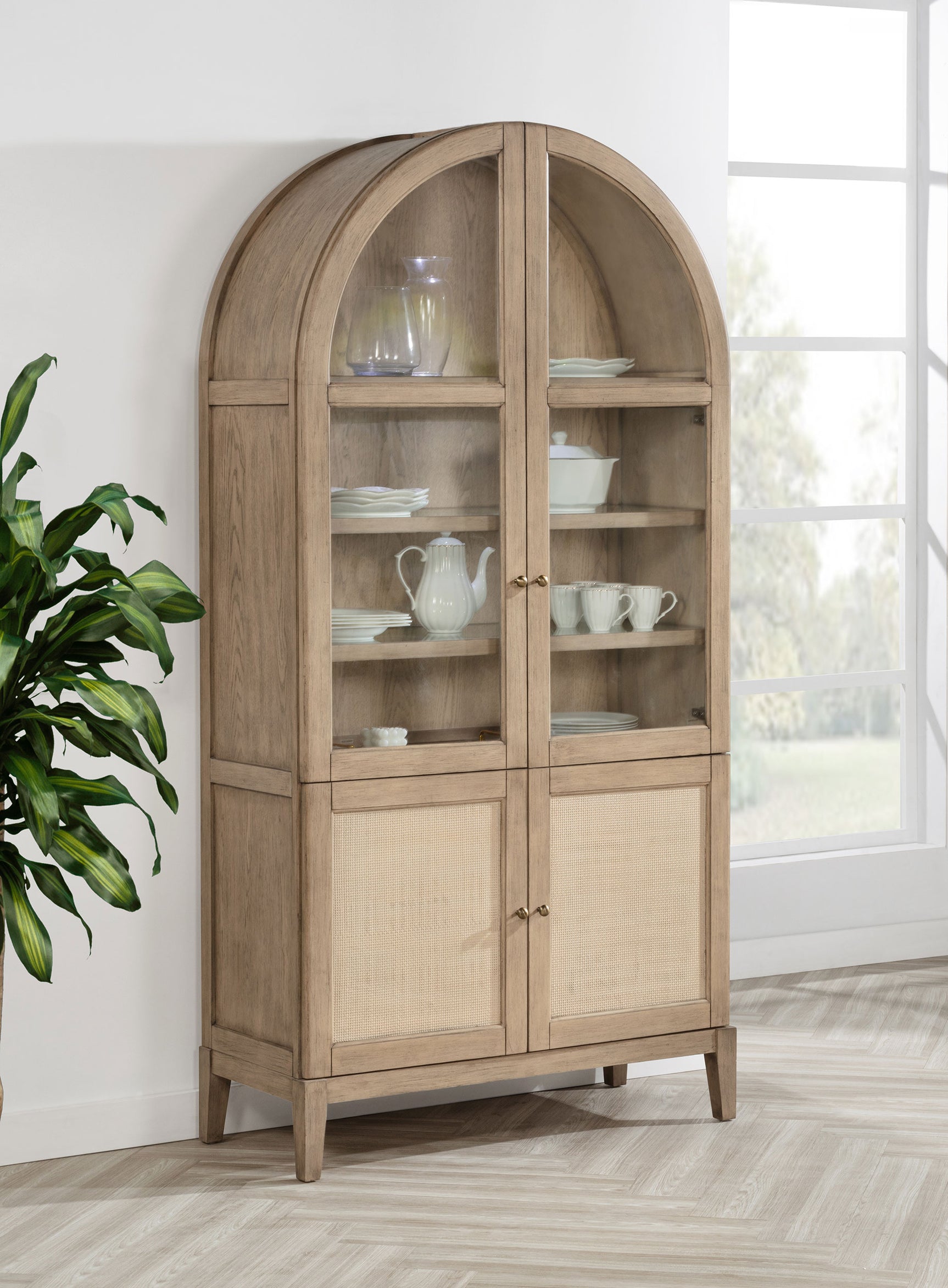 Kailani Beige Oak Display Cabinet - Ornate Home