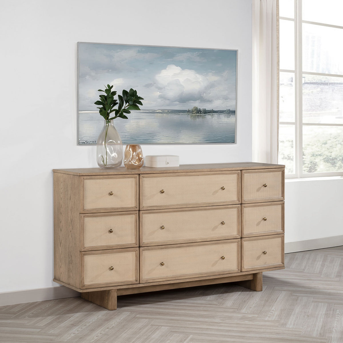 beige wood dresser FUFU&GAGA Grain 8-Drawer 54.6 in. Width x 33.1 in. Height Wooden Dresser, Chest of Drawers with Large Storage Space L-THD-260150-01-c this dresser features a warm Sold***refinished Cream Solid Wood Dresser