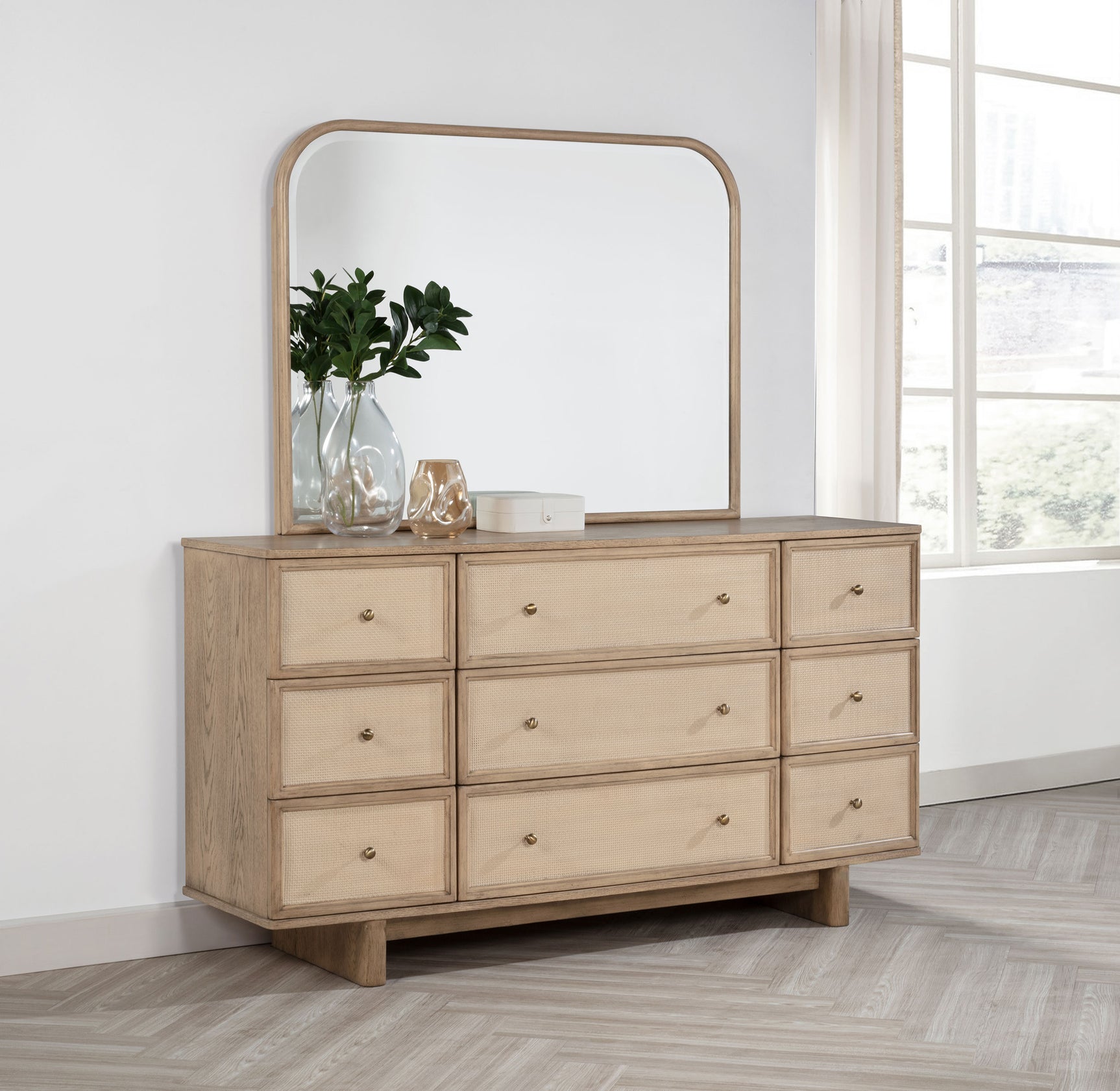 Kailani Beige Oak Dresser and Mirror - Ornate Home