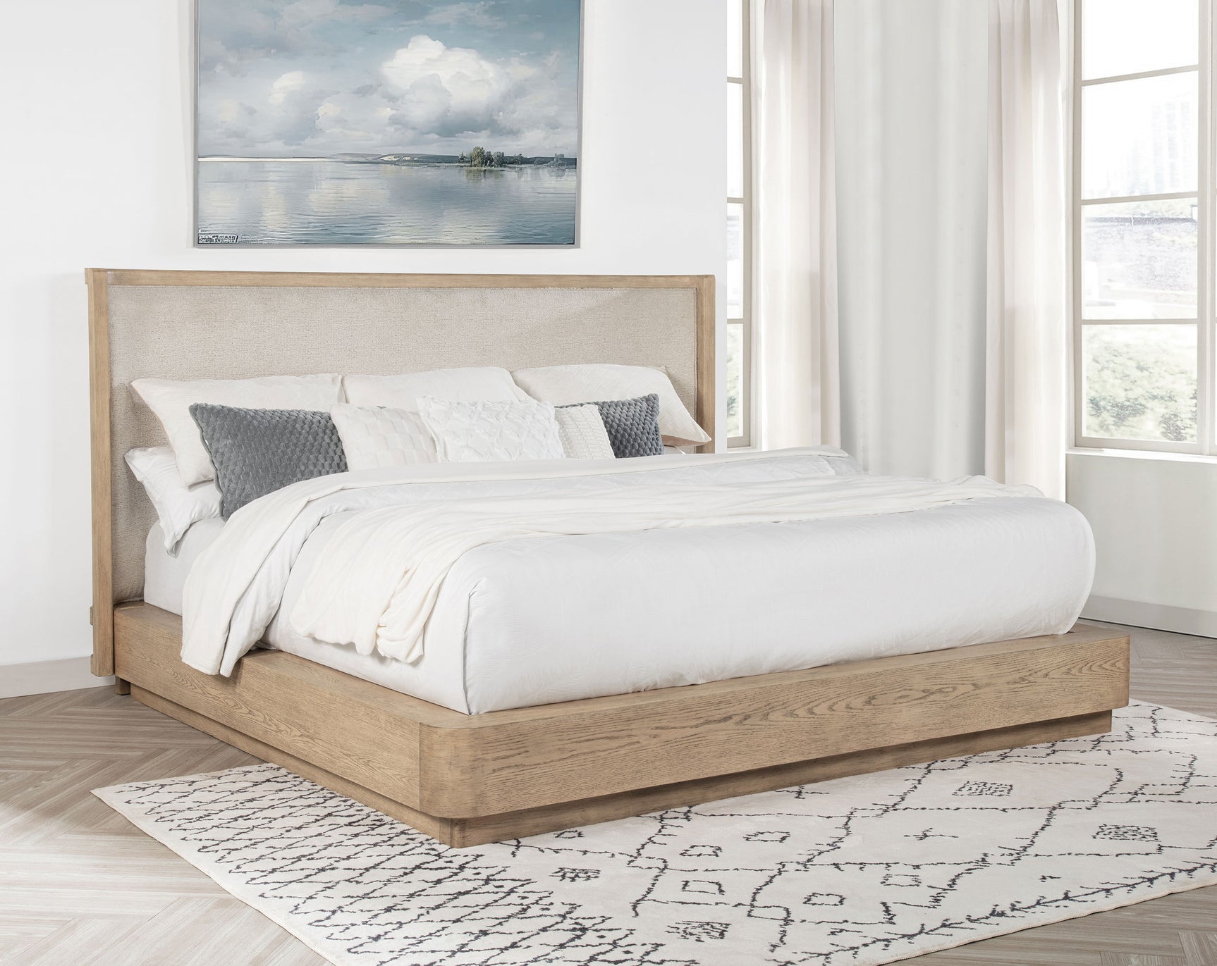 Kailani Beige Oak Queen Panel Bed - Ornate Home