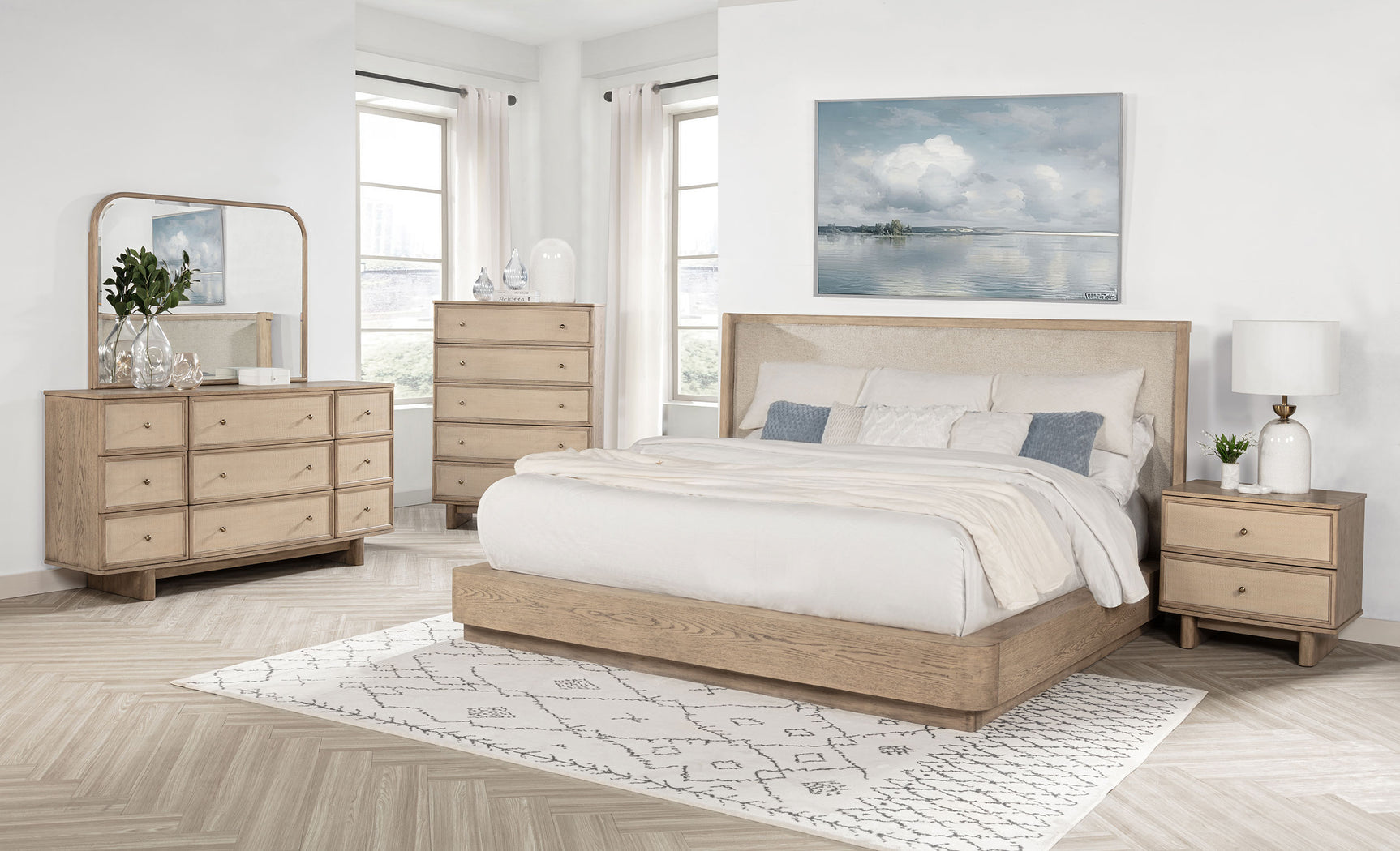 Kailani Beige Oak Queen Panel Bed - Ornate Home