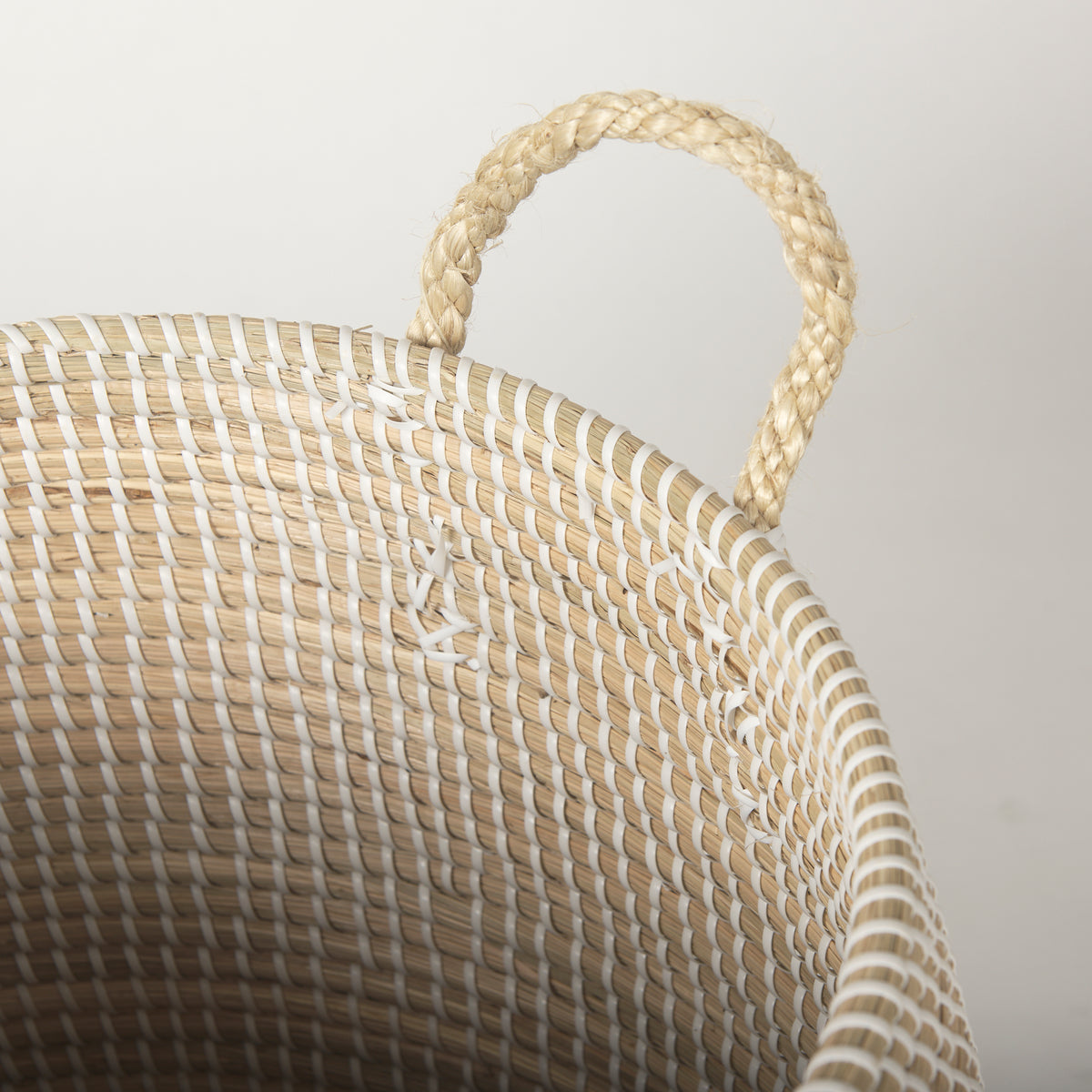 Kairi Brown Seagrass Floor Baskets with Lids and Handles (Set of 2)