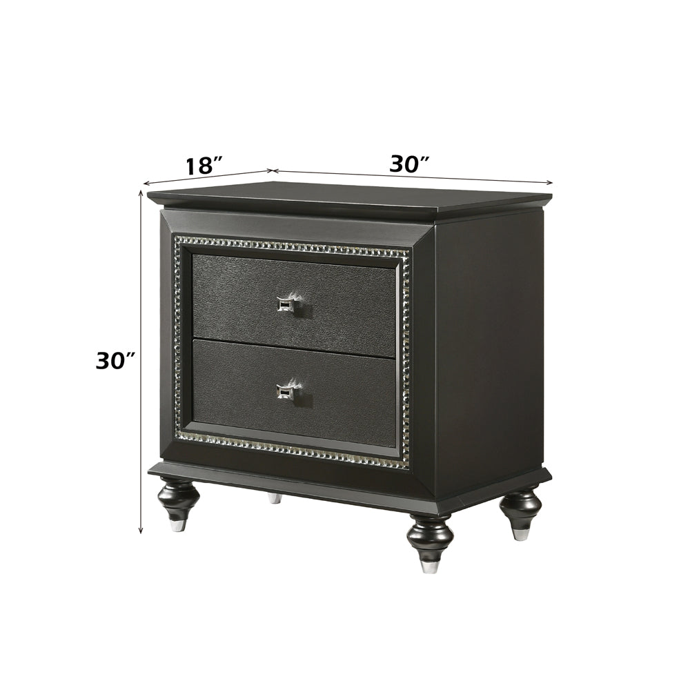 Kaitlyn Metallic Gray Nightstand - Ornate Home