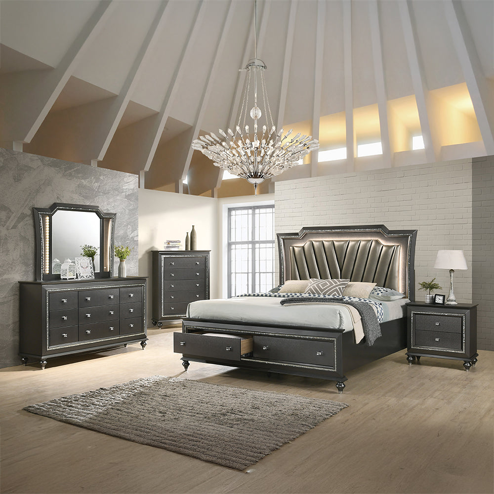 Kaitlyn Metallic Gray Nightstand - Ornate Home