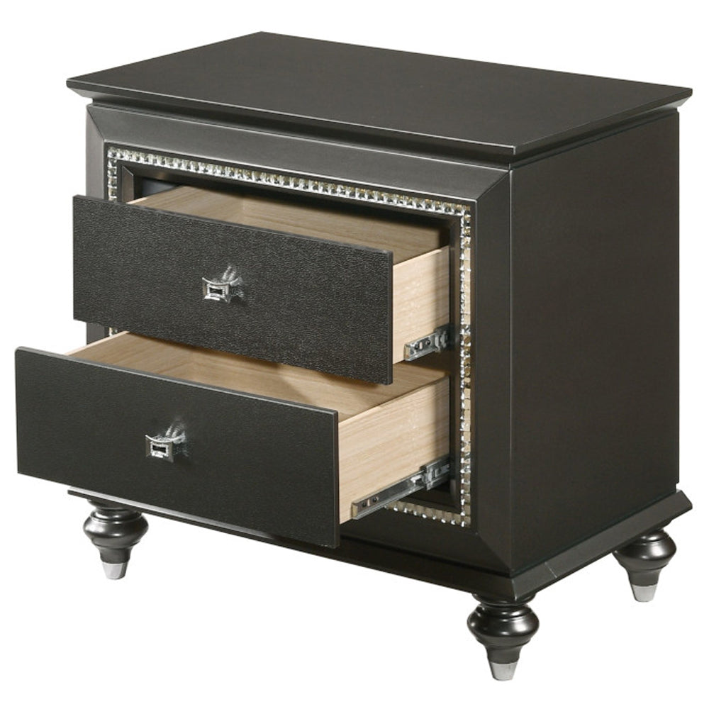 Kaitlyn Metallic Gray Nightstand - Ornate Home
