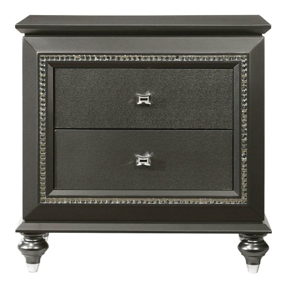 Kaitlyn Metallic Gray Nightstand - Ornate Home