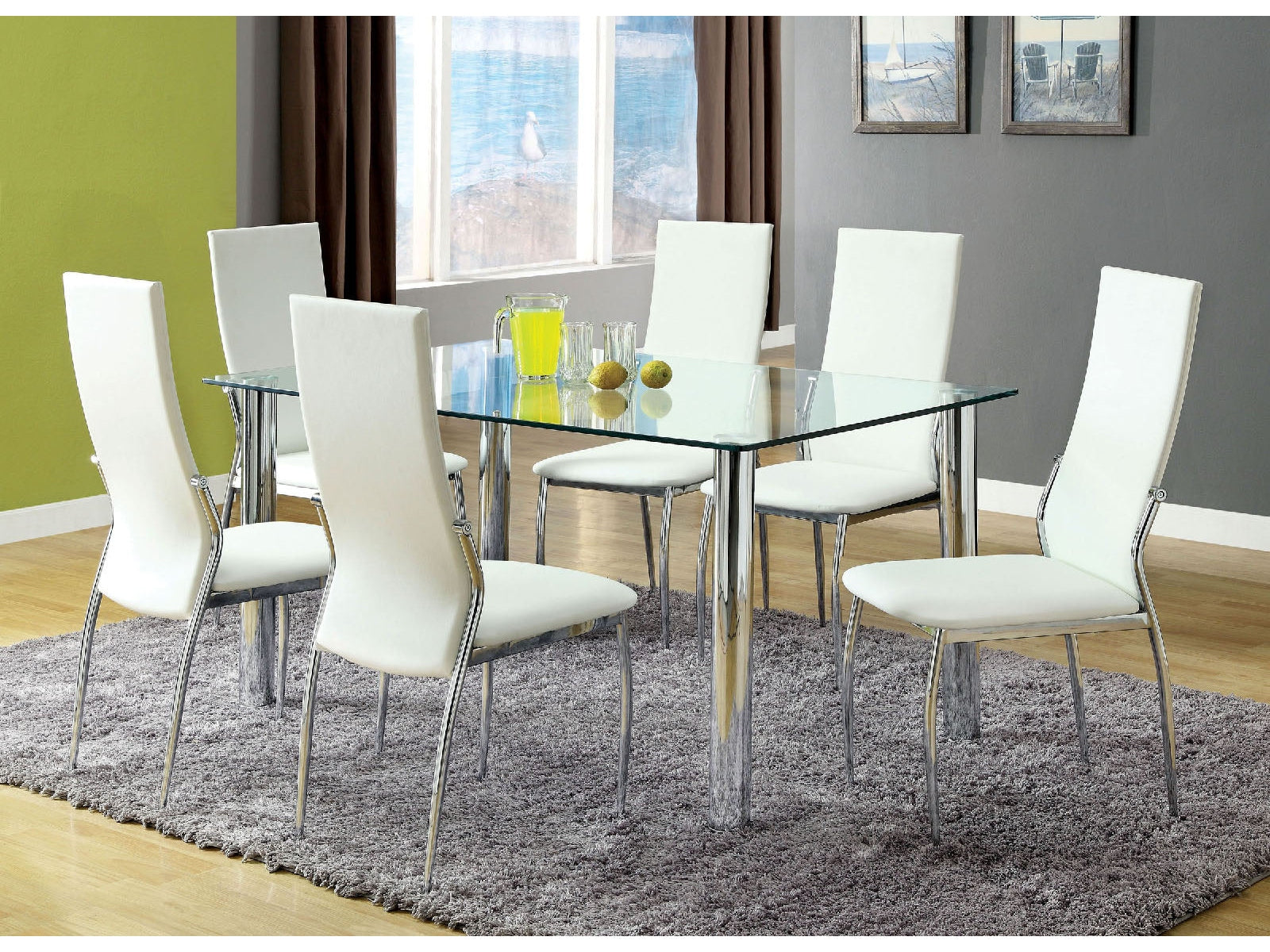 Kalawao Chrome 7 Pc. Dining Room Set - Ornate Home