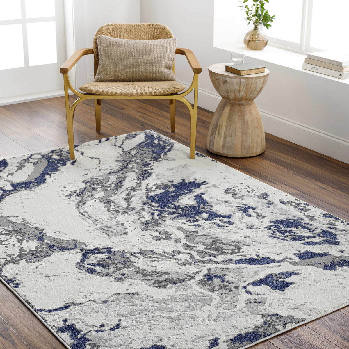 Kaleo Gray & Blue Marble Area Rug - Clearance - Ornate Home