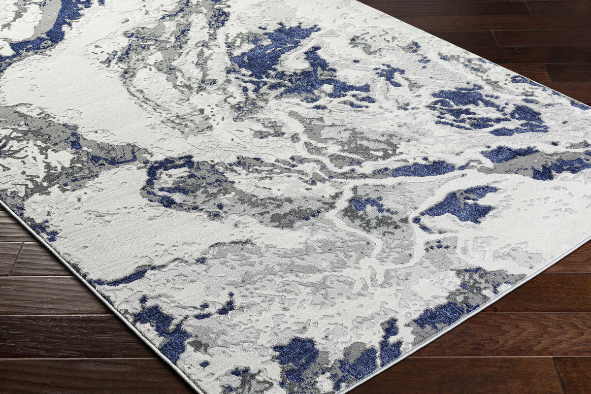 Kaleo Gray & Blue Marble Area Rug - Clearance - Ornate Home