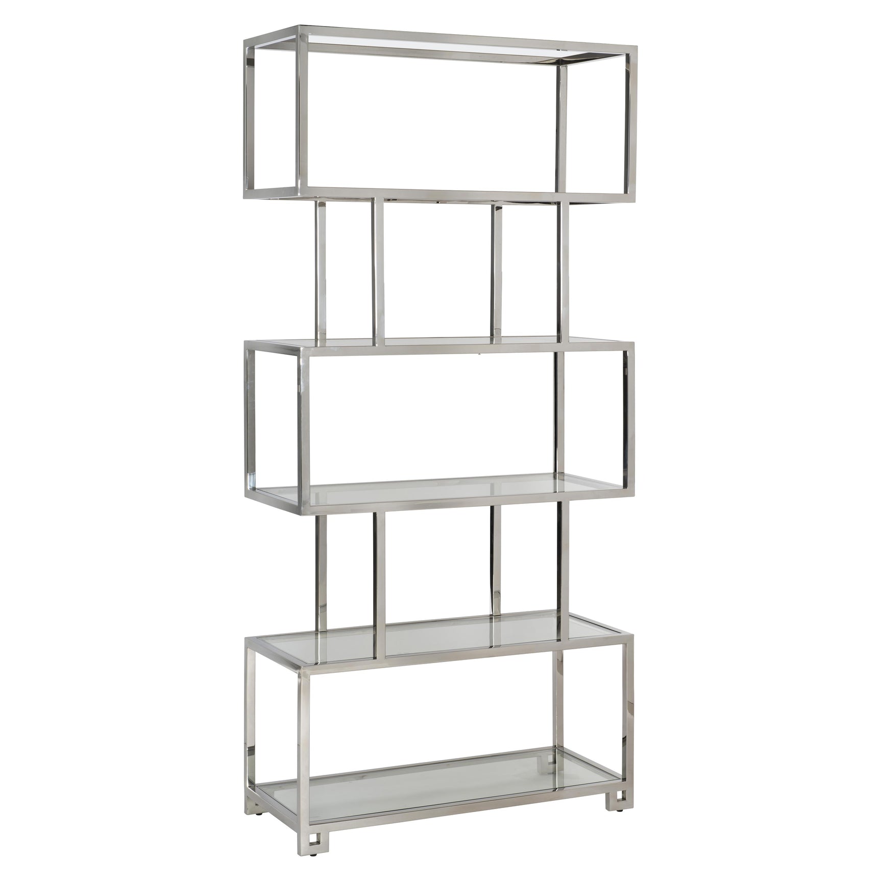 Kaley Polished Stainless Steel/Clear Etagere - Ornate Home