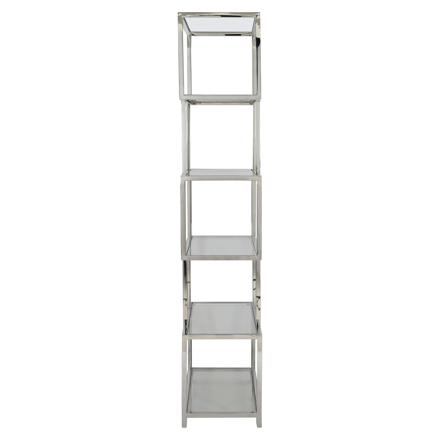 Kaley Polished Stainless Steel/Clear Etagere - Ornate Home