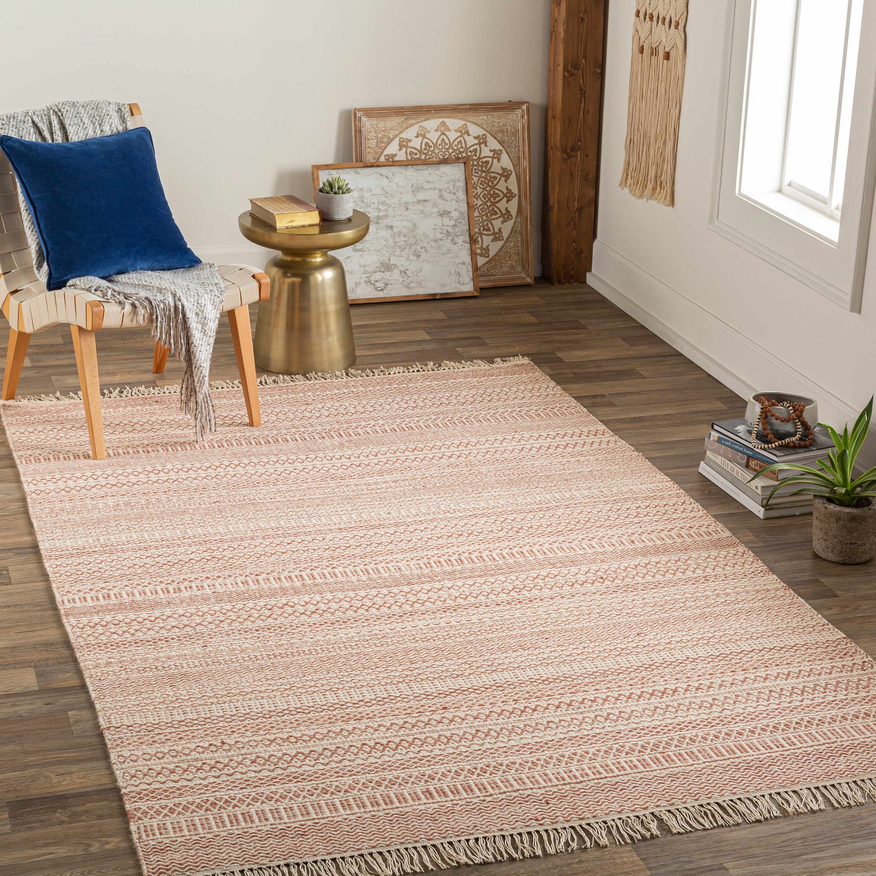 Kalinga Red/Cream Flatweave Wool Rug - Clearance - Ornate Home