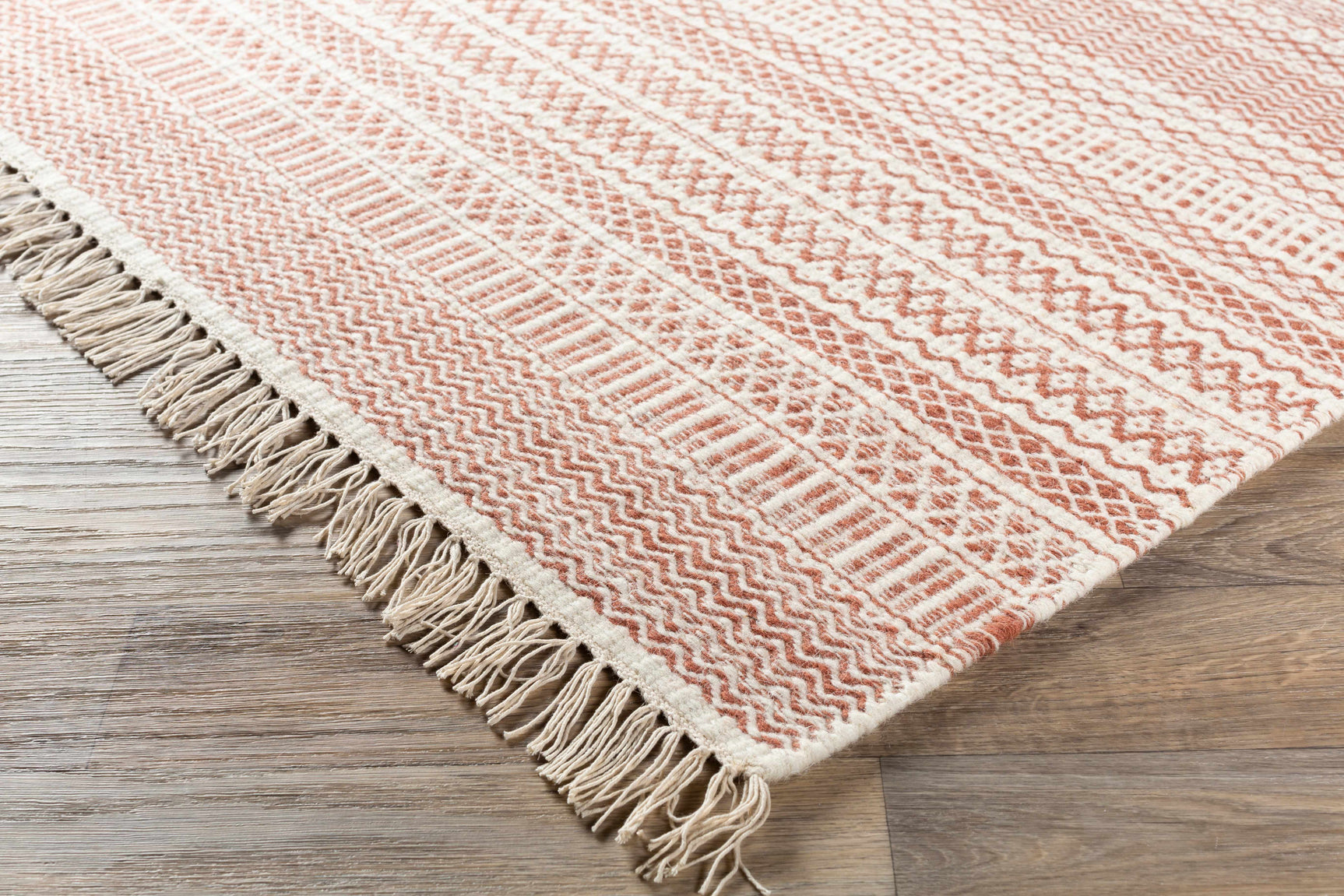Kalinga Red/Cream Flatweave Wool Rug - Clearance - Ornate Home