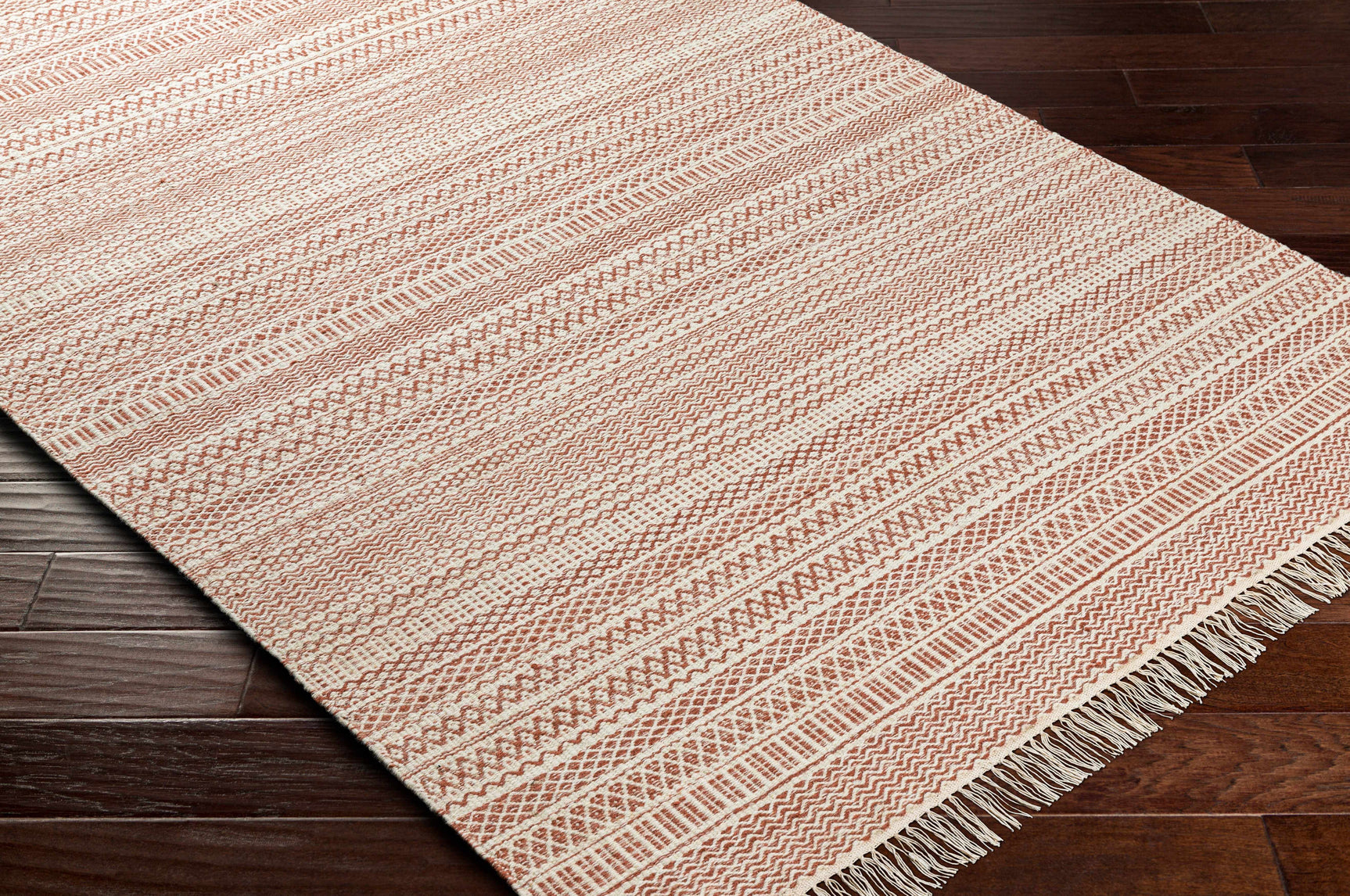 Kalinga Red/Cream Flatweave Wool Rug - Clearance - Ornate Home