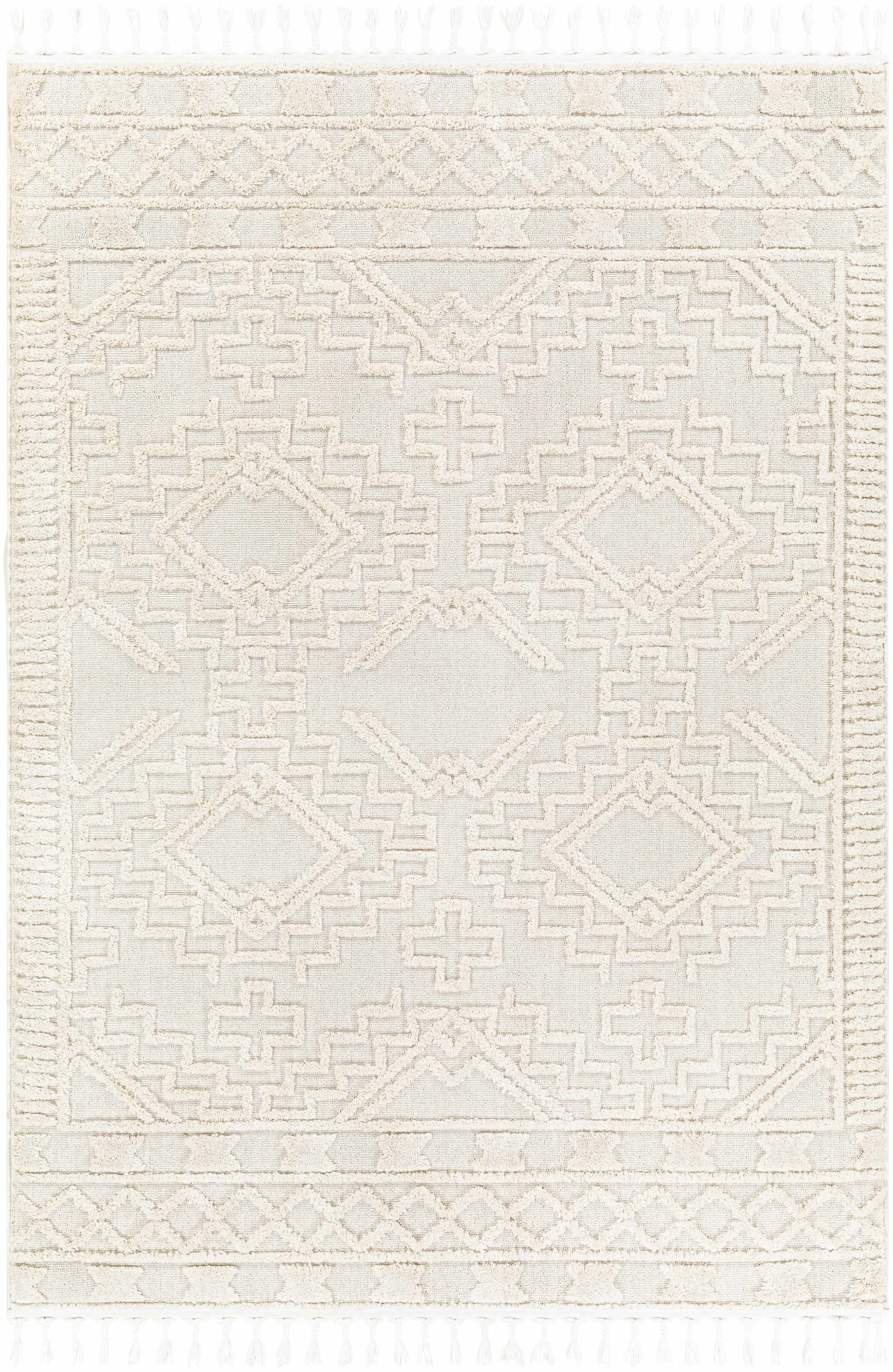 Kalkan High/Low Pile Rug with Tassels - Clearance - Ornate Home