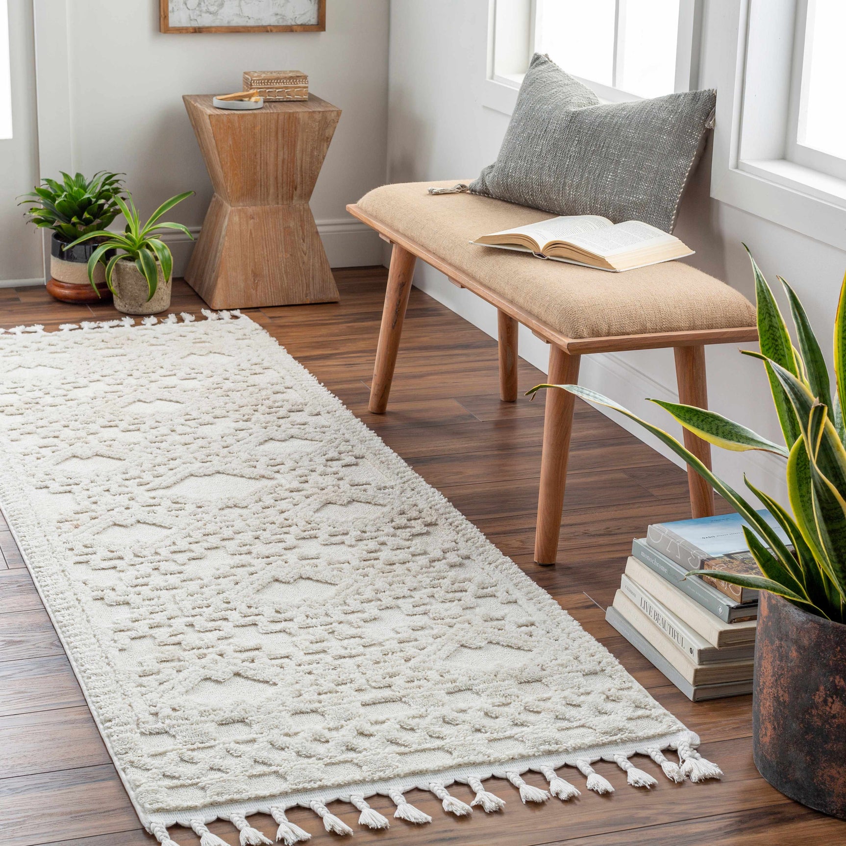 Kalkan High/Low Pile Rug with Tassels - Clearance - Ornate Home