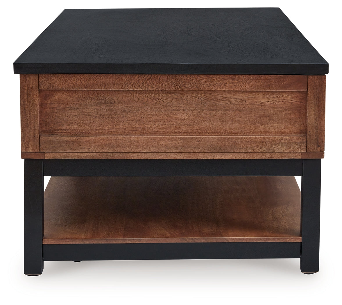 Kallari Warm Brown/Black Lift Top Cocktail Table - Ornate Home