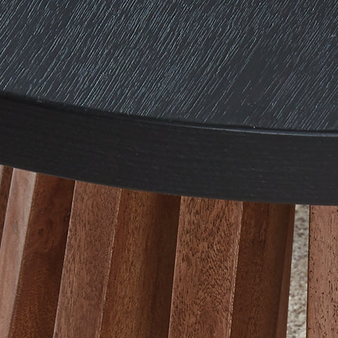 Kallari Warm Brown/Black Round End Table - Ornate Home