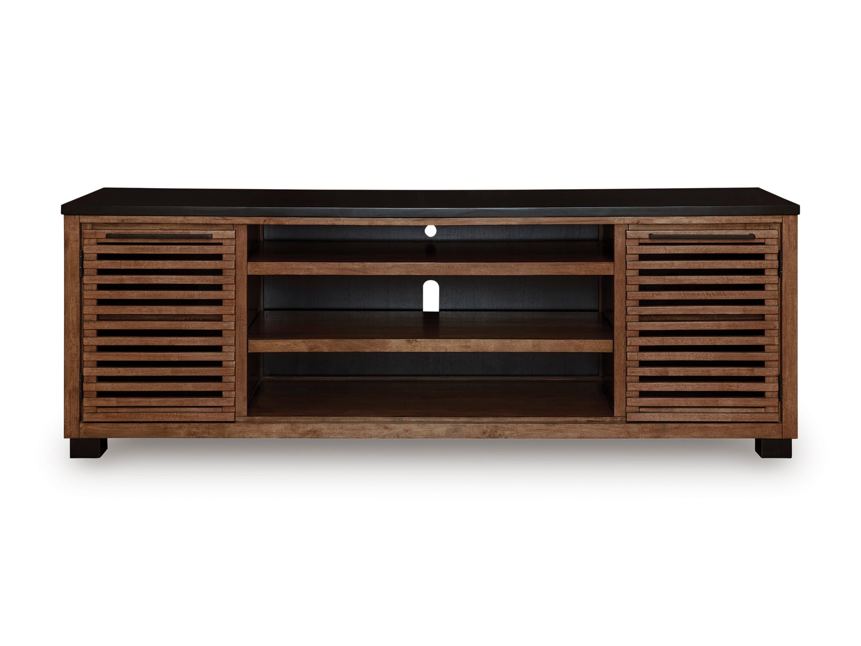 Kallari Warm Brown/Black XL TV Stand w/Fireplace Option - Ornate Home