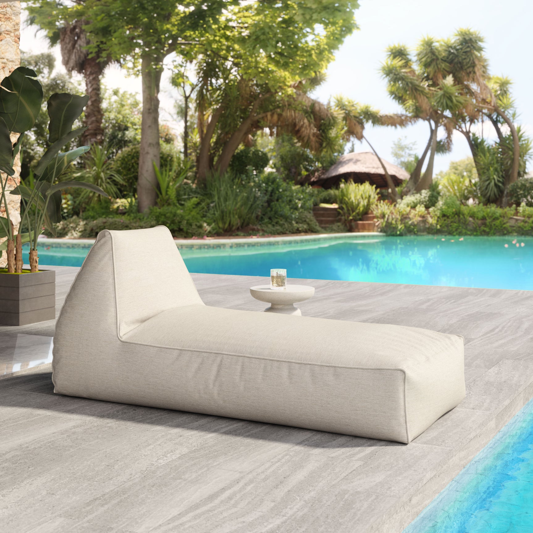 Kalm Beige Chaise Lounge - Ornate Home