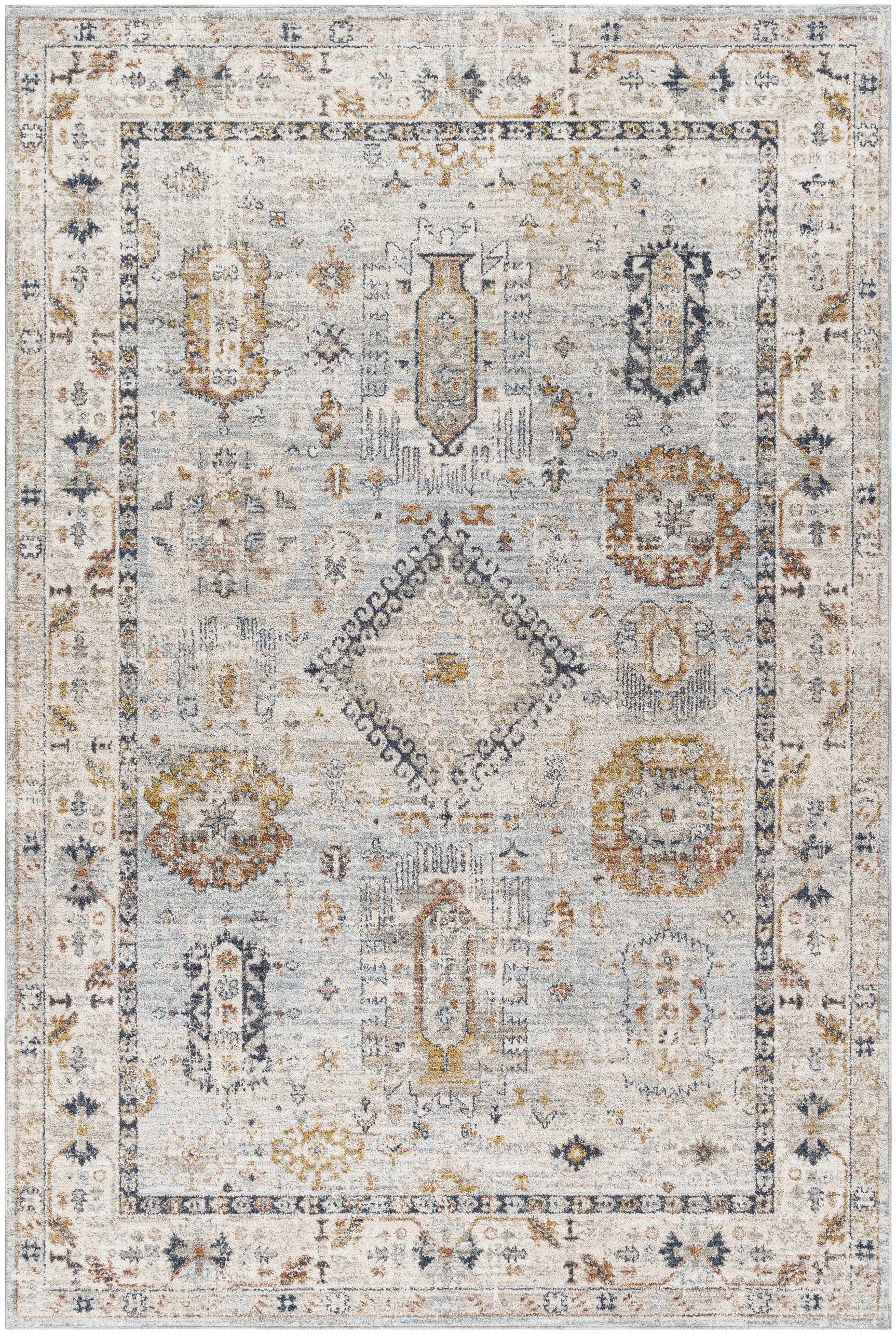 Kamau Cream & Blue Area Rug - Clearance - Ornate Home