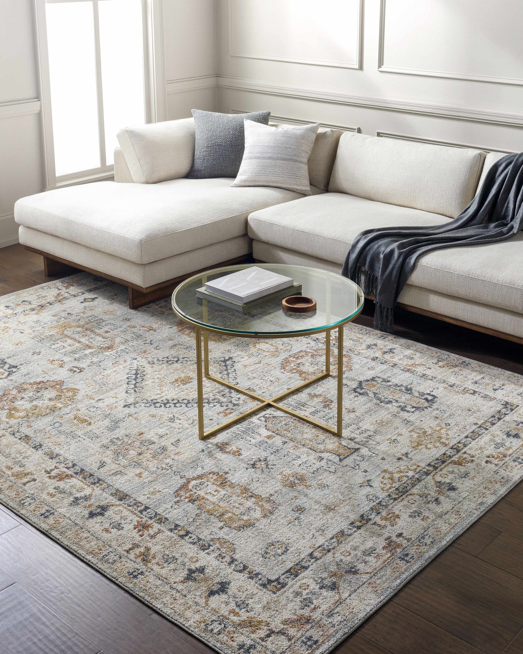 Kamau Cream & Blue Area Rug - Clearance - Ornate Home