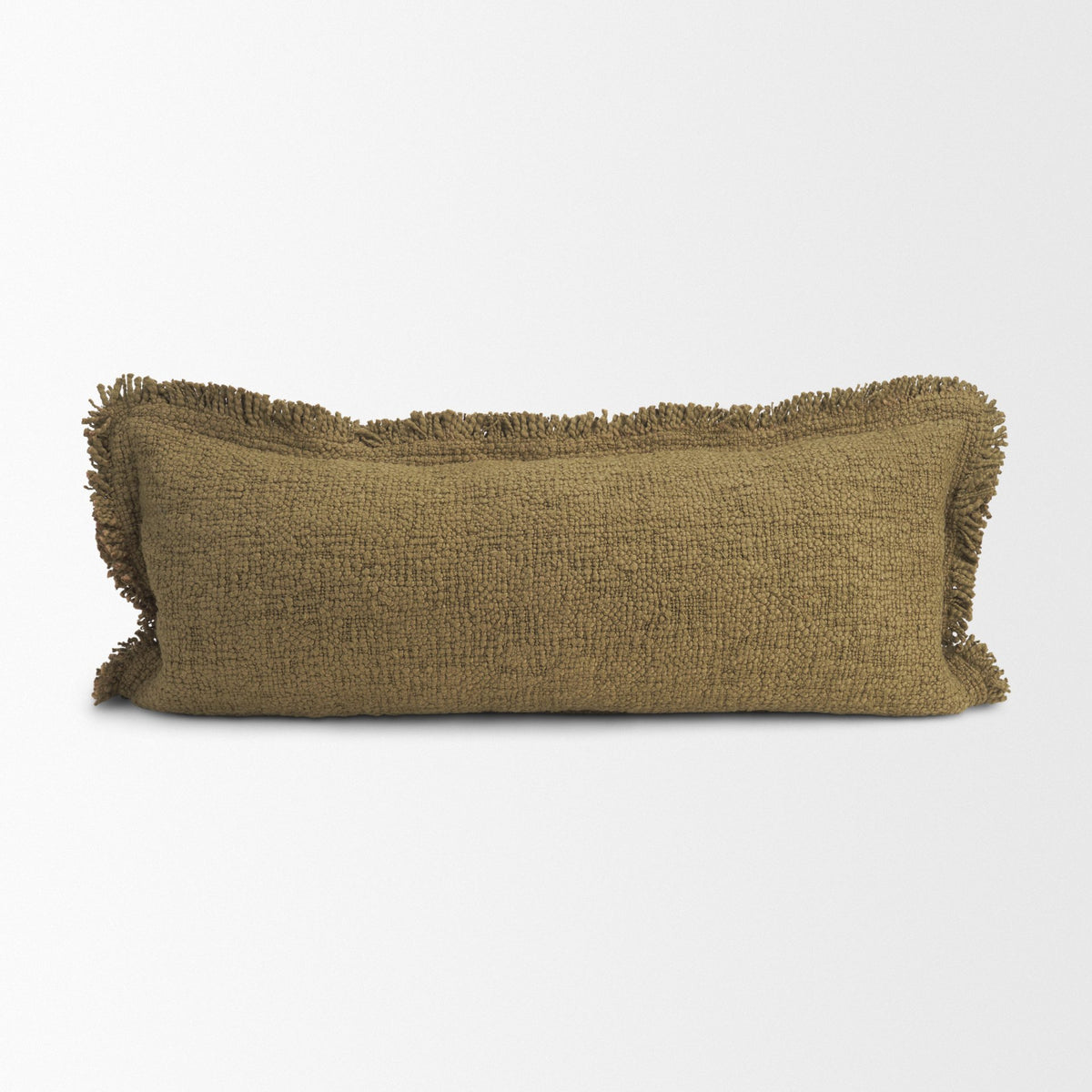 Kambal Dark Olive 14x36 Cotton Pillow Cover with Down Filler - Ornate Home