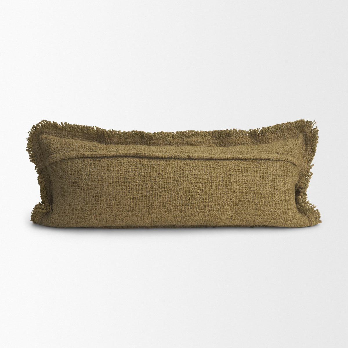 Kambal Dark Olive 14x36 Cotton Pillow Cover with Down Filler - Ornate Home