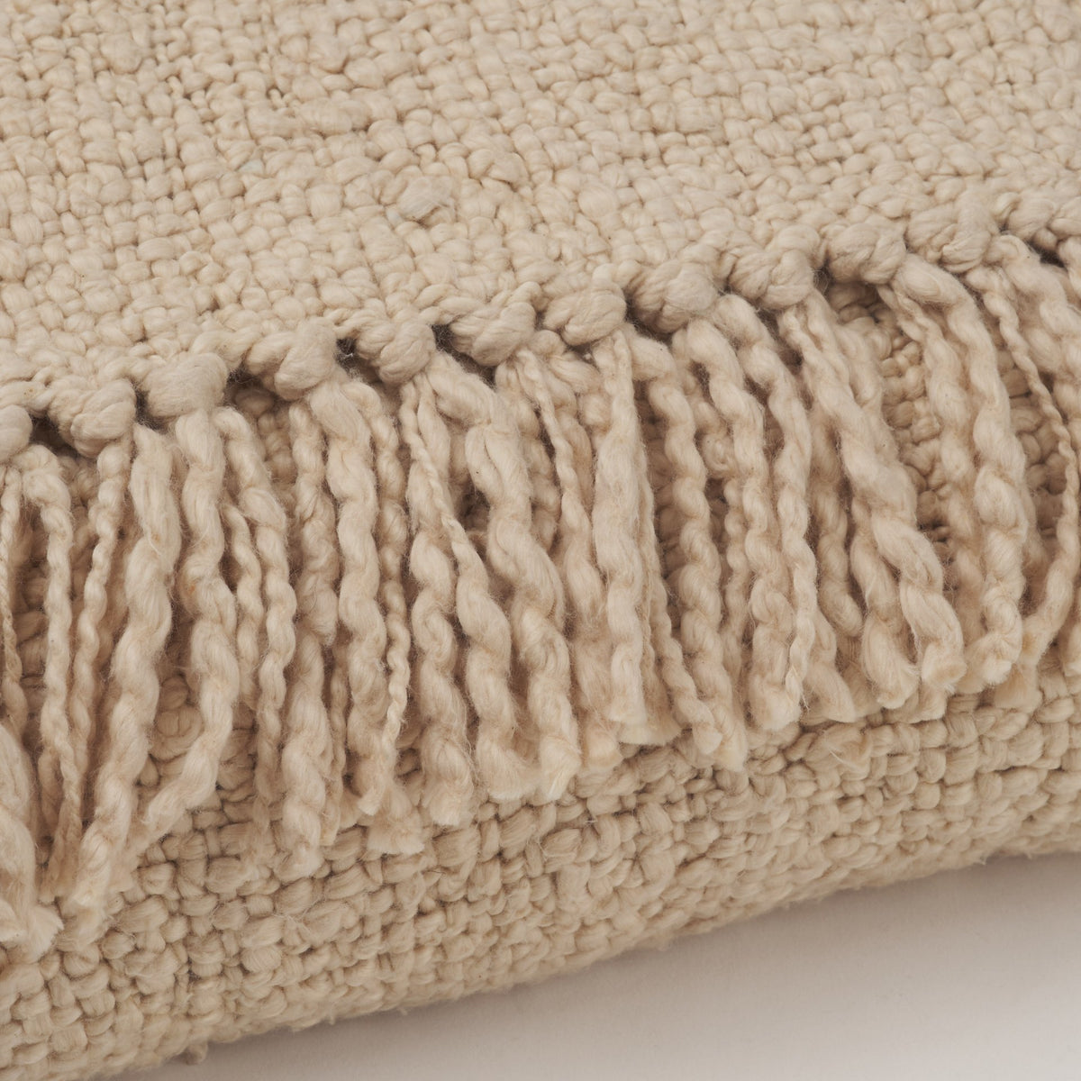 Kambal Light Beige Woven Cotton Throw Blanket - Ornate Home