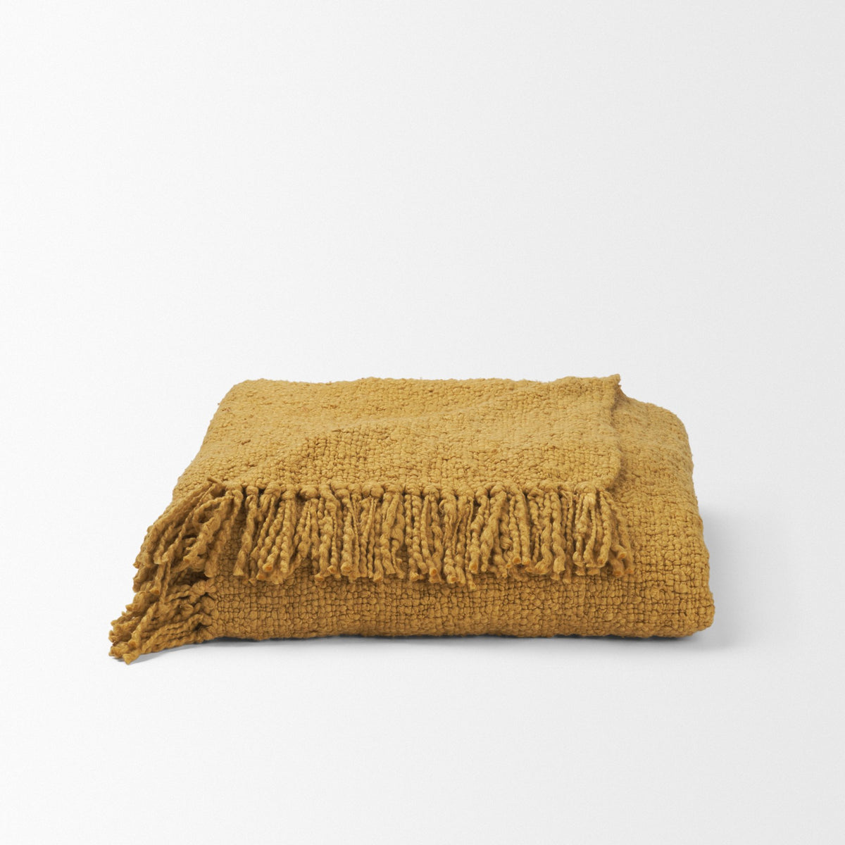 Kambal Mustard Woven Cotton Throw Blanket - Ornate Home