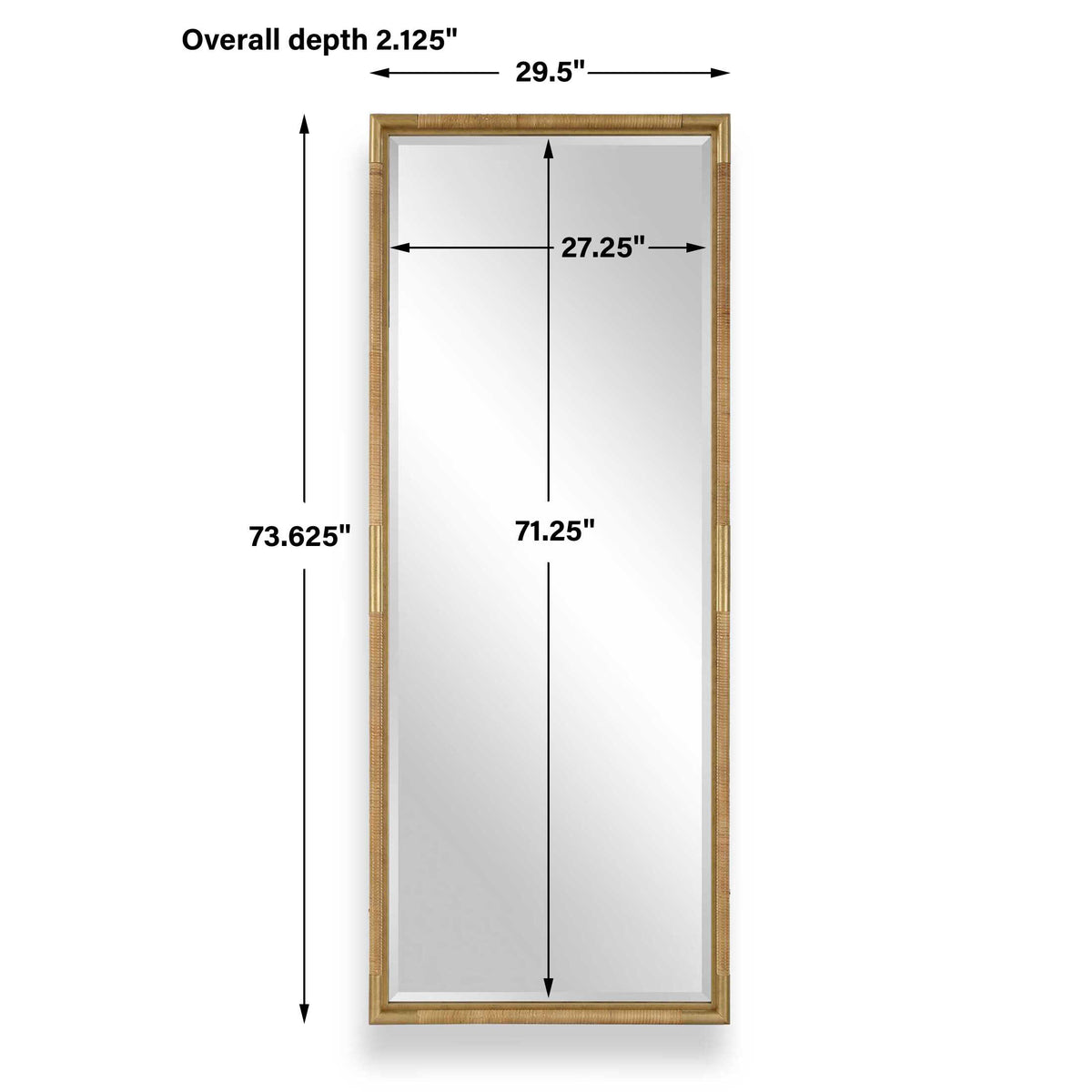 Kampar Gold/Woodtone Full Length Rattan Tall Mirror - Ornate Home