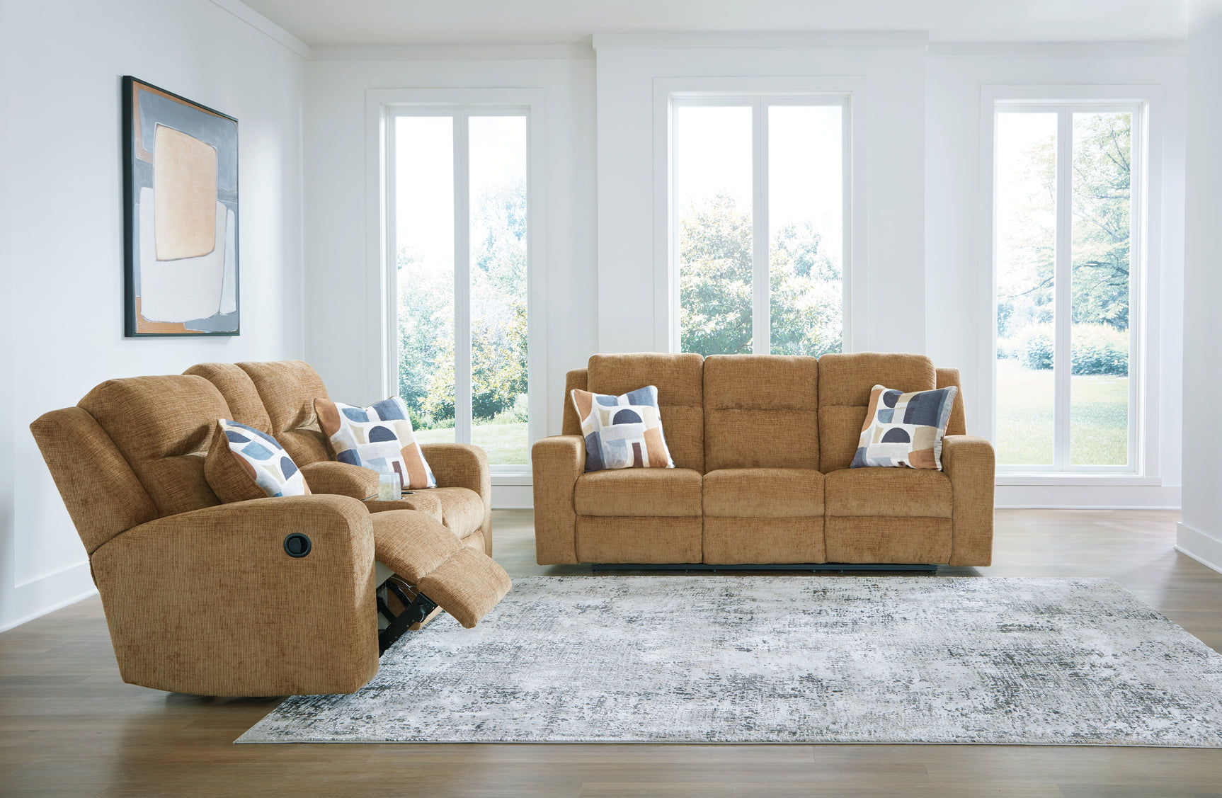 Kanlow Honey Reclining Sofa and Loveseat (Online Special Price) - Ornate Home