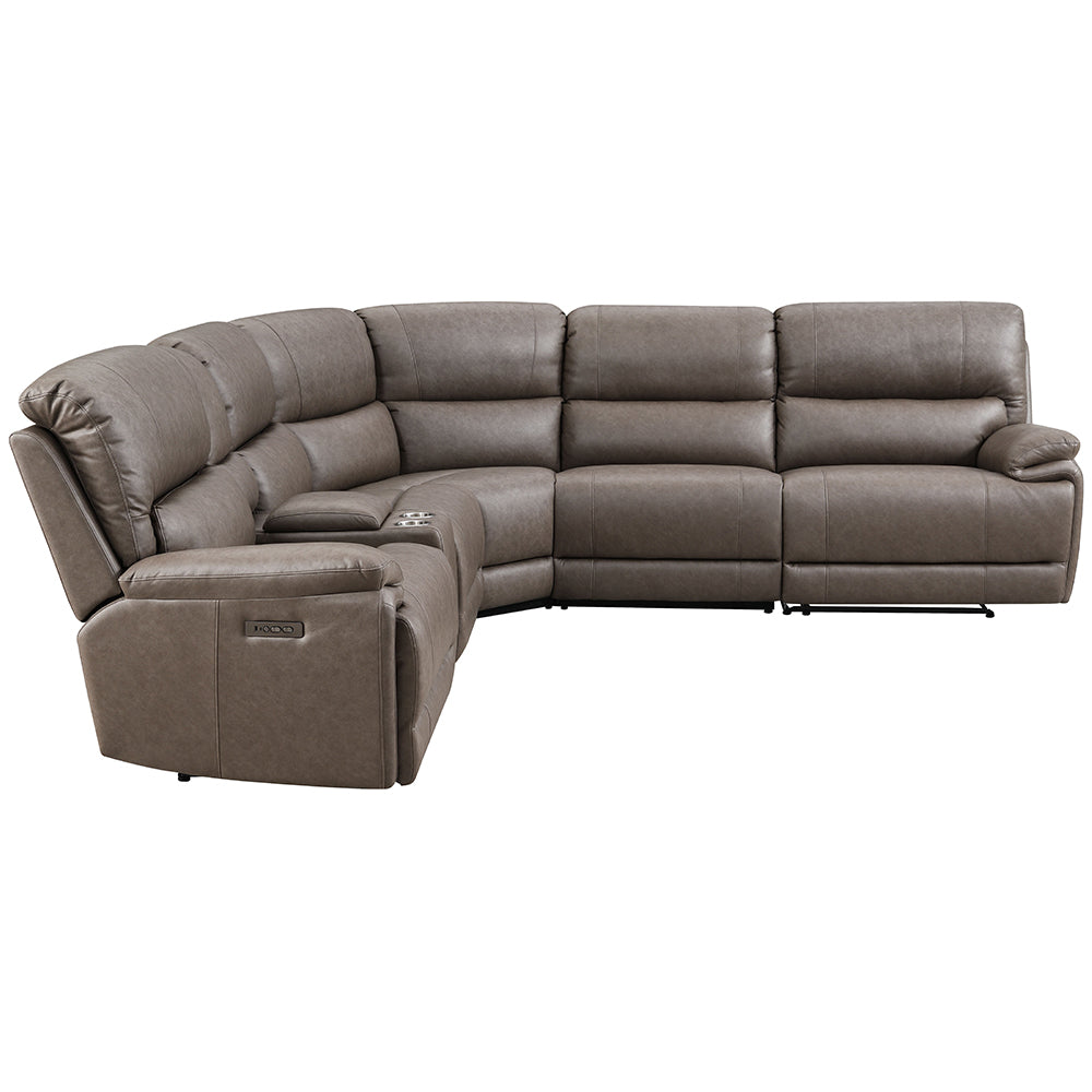 Kantu Brown Synthetic Leather Motion Sectional Sofa - Ornate Home