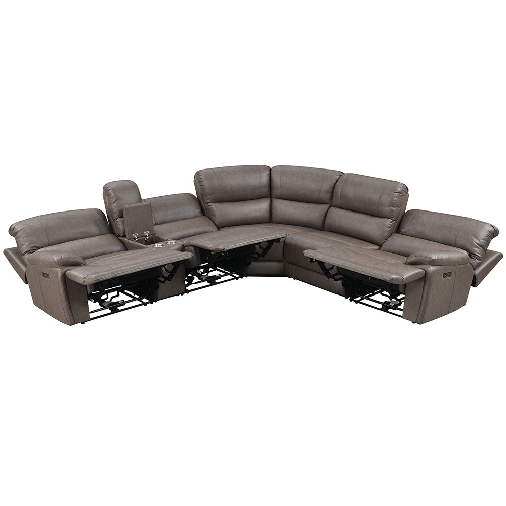Kantu Brown Synthetic Leather Motion Sectional Sofa - Ornate Home