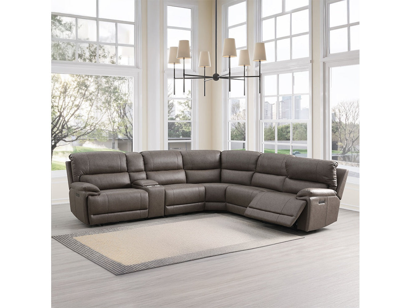 Kantu Brown Synthetic Leather Motion Sectional Sofa - Ornate Home