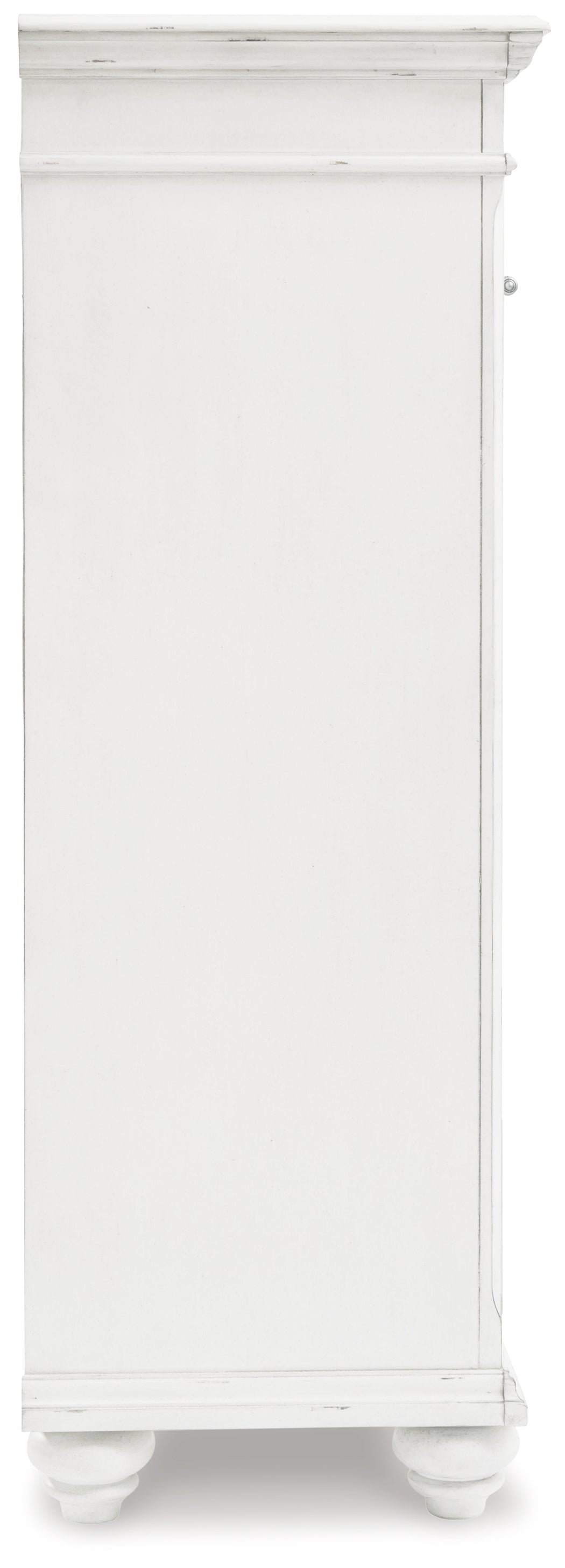 Kanwyn Whitewash Cal King Upholstered Panel Bedroom Set with Dresser, Mirror and Chest - Ornate Home