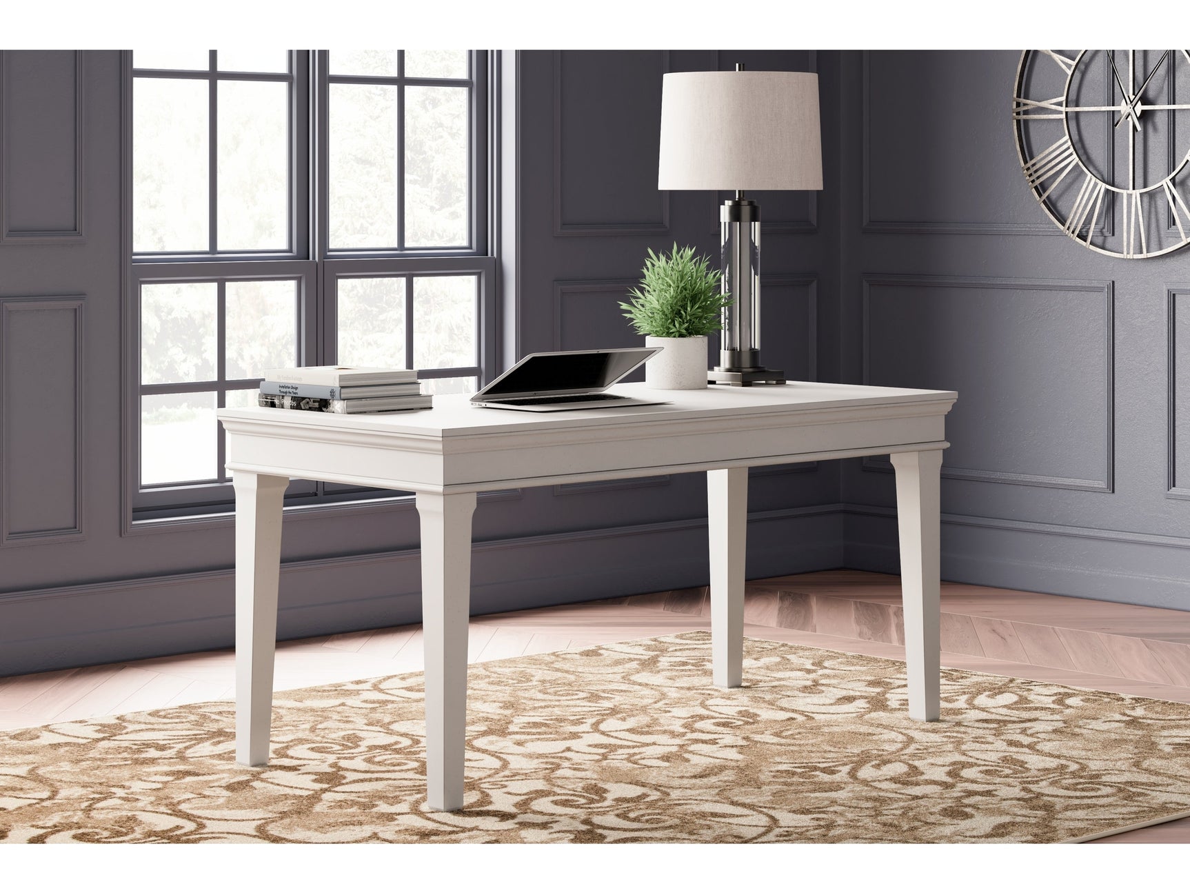 Kanwyn Whitewash Home Office Desk 63" - Ornate Home