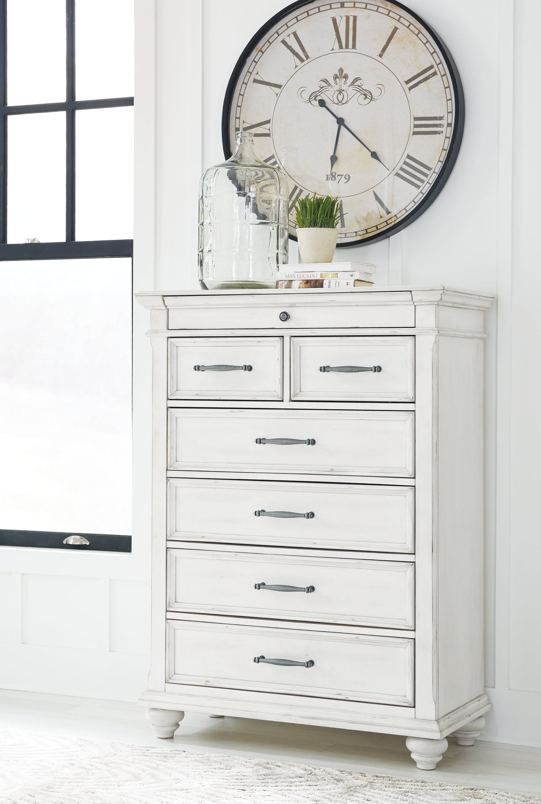 Kanwyn Whitewash King Panel Storage Bedroom Set with Chest and Nightstand (Online Special Price) - Ornate Home