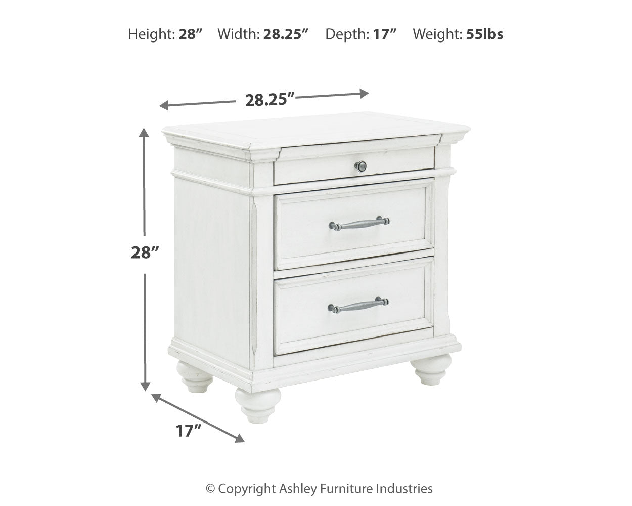 Kanwyn Whitewash Nightstand (Online Special Price) - Ornate Home