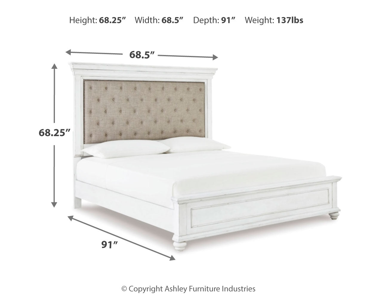 Kanwyn Whitewash Queen Bedroom Set with Mirrored Dresser (Online Special Price) - Ornate Home