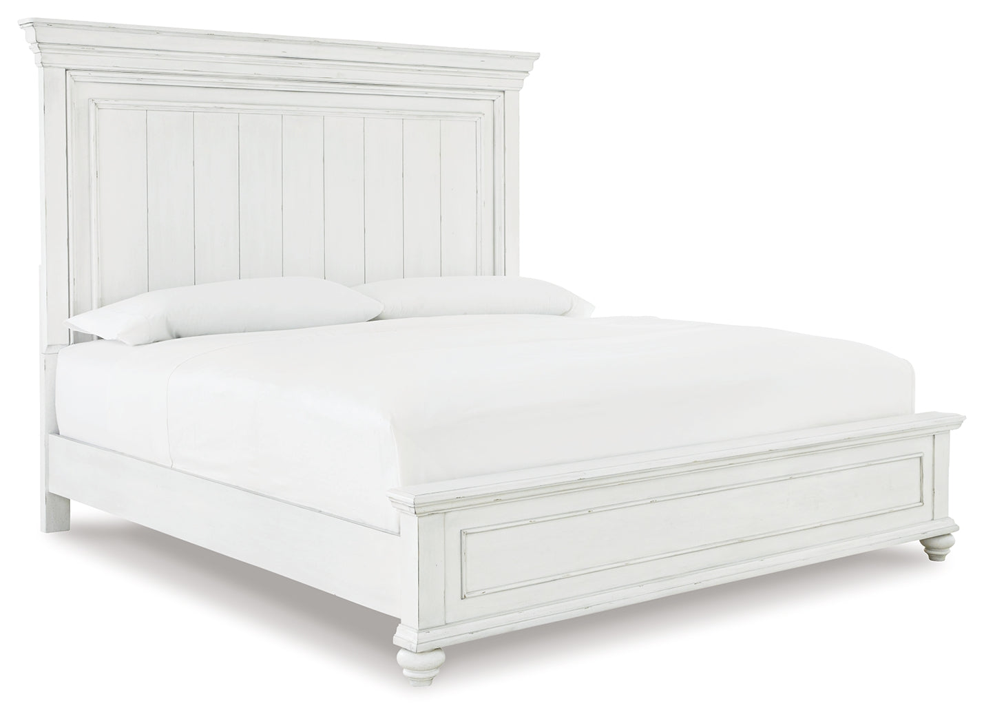 Kanwyn Whitewash Queen Panel Bed w/Dresser & Mirror (Online Special Price) - Ornate Home