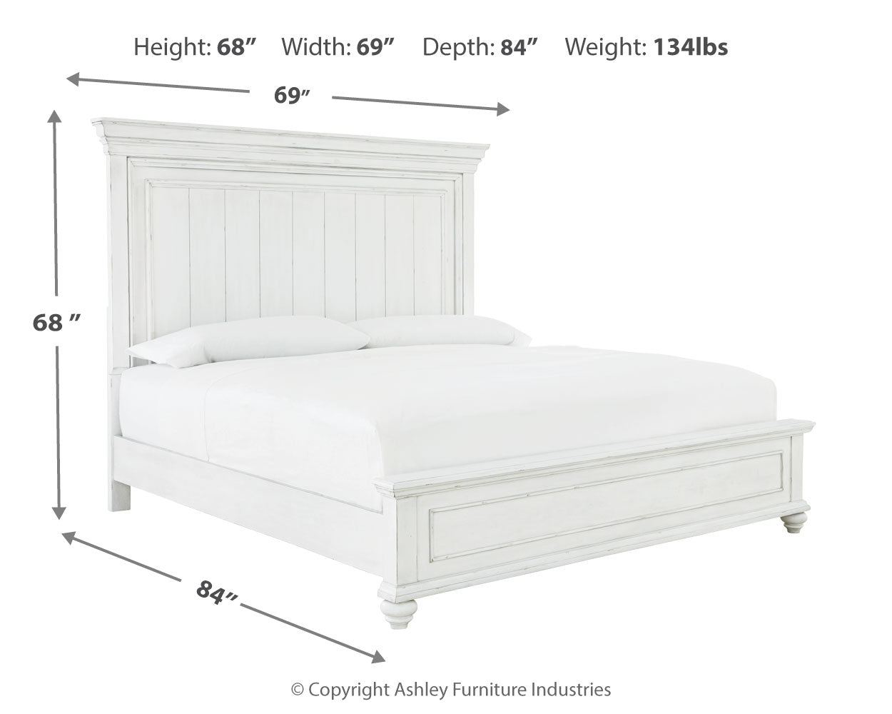 Kanwyn Whitewash Queen Panel Bedroom Set with Dresser, Mirror and 2 Nightstands (Online Special Price) - Ornate Home