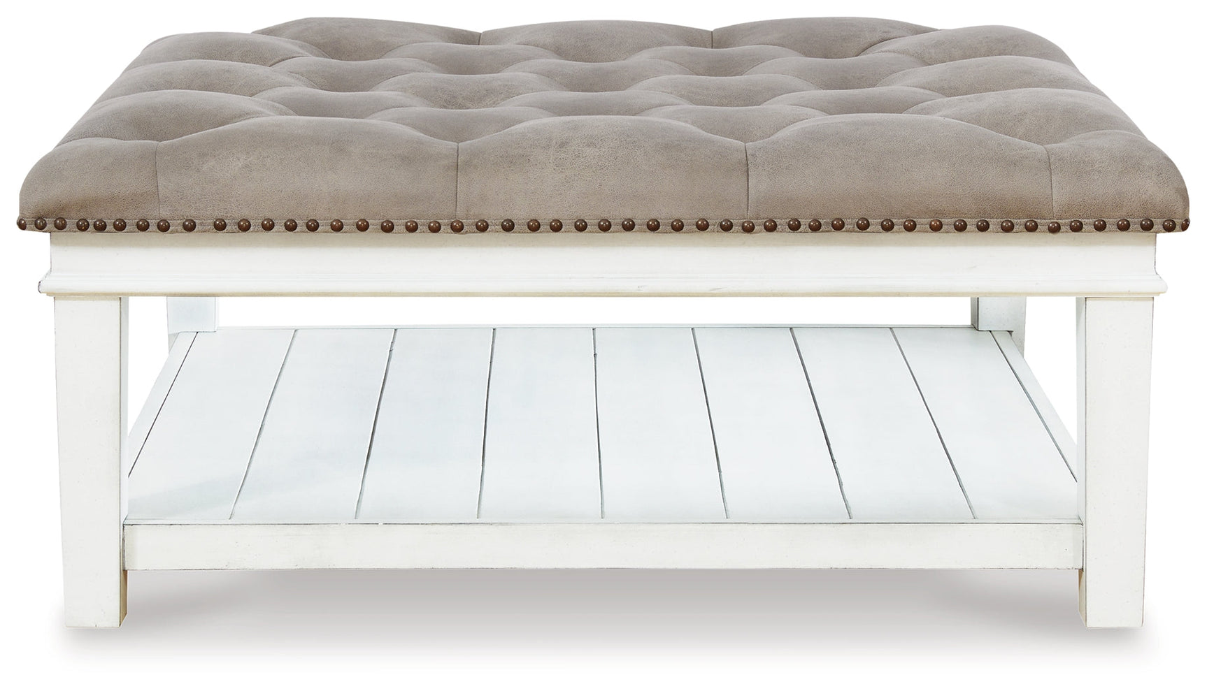 Kanwyn Whitewash Upholstered Ottoman Coffee Table (Online Special Price) - Ornate Home