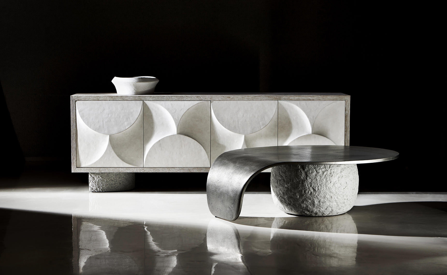 Kaori Sand Grey/Graphite Cocktail Table - Ornate Home